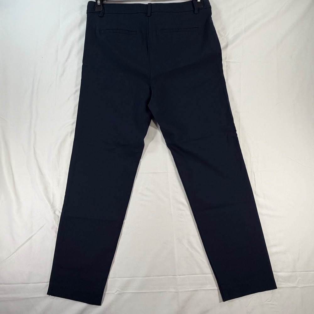 J. Jill Wearever Collection Refined Woven Trousers Navy Blue Straight Leg Size 8 - Picture 3 of 9